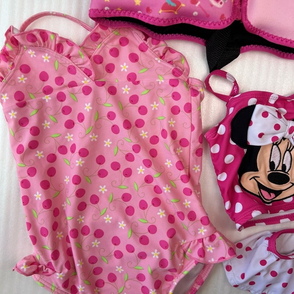 Disney Pink Minnie Mouse Swimwear 3T Girls Life Vest Beach Summer Rushguard - Picture 2 of 16